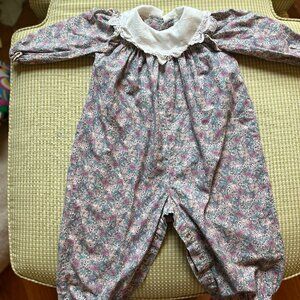 Peaches 'n Cream Pastel Vintage Smocked Floral Baby Romper